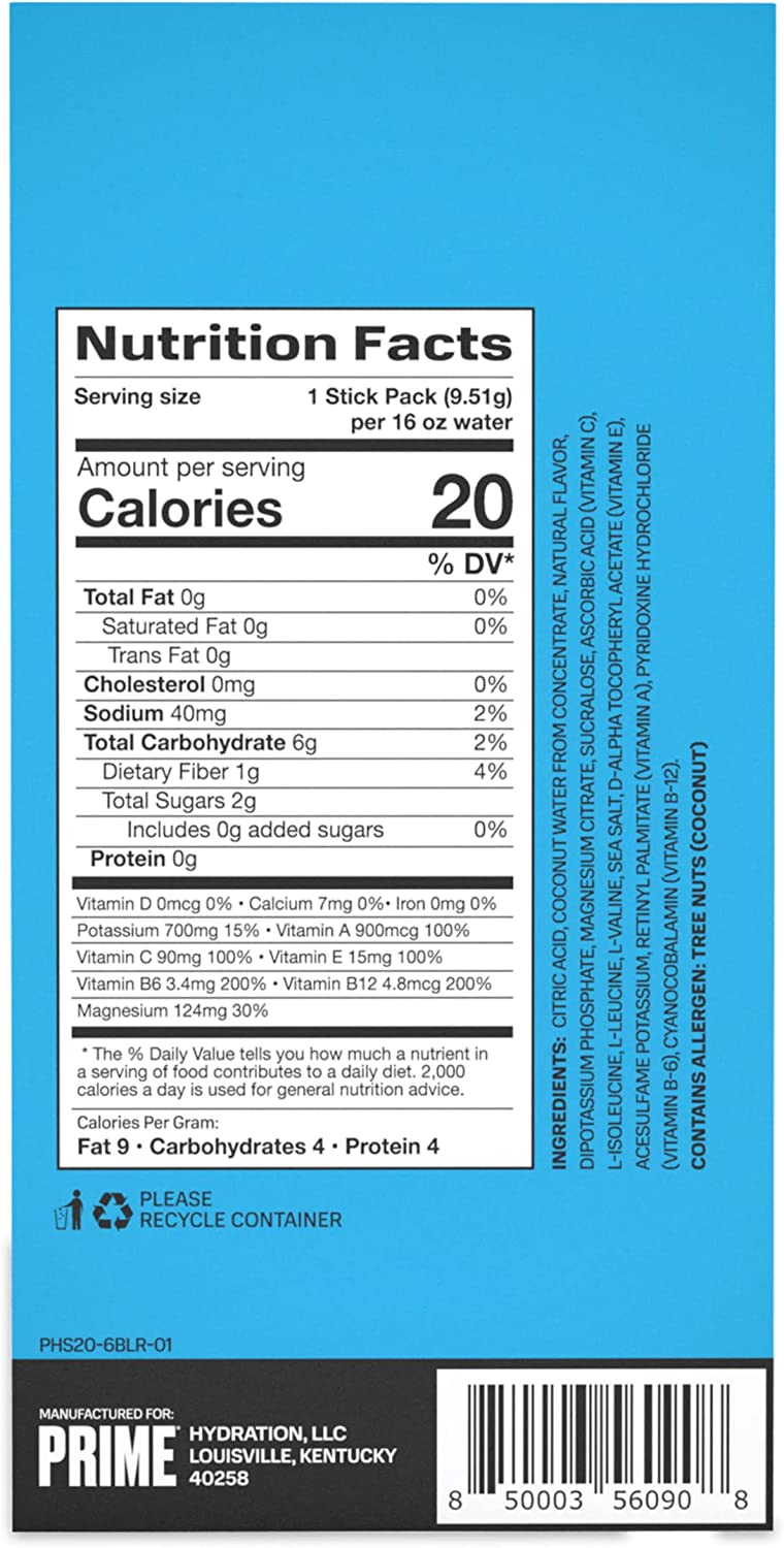 Prime Hydration+ Stick Pack | Electrolyte Drink Mix | 10% Coconut Water | 250mg BCAAs | Antioxidants | Naturally Flavored | Zero Added Sugar | Easy Open Single-Serving Stick | Ice Pop， 6 Sticks - Image 6